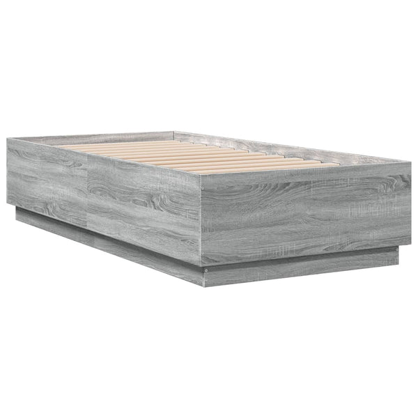 Bettgestell mit LED Grau 90x190 cm