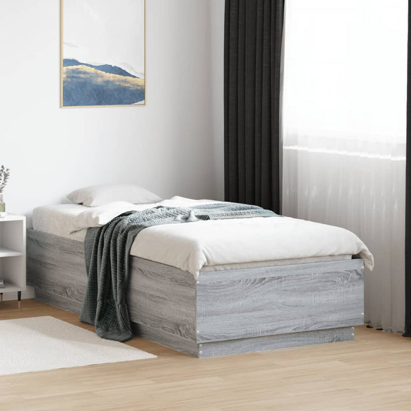Bettgestell mit LED Grau 90x190 cm