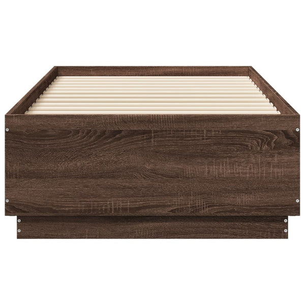 Bettgestell mit LED 90x190 Braun Eiche
