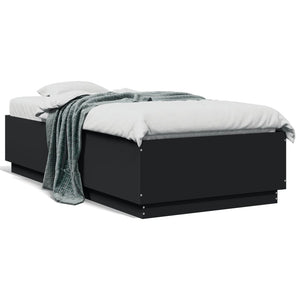 Bettgestell mit LED Schwarz 75x190 cm