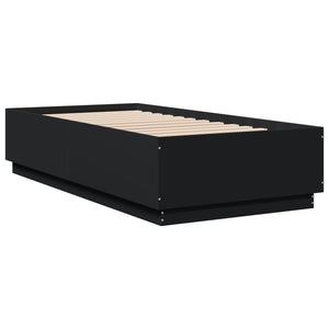 Bettgestell mit LED Schwarz 75x190 cm