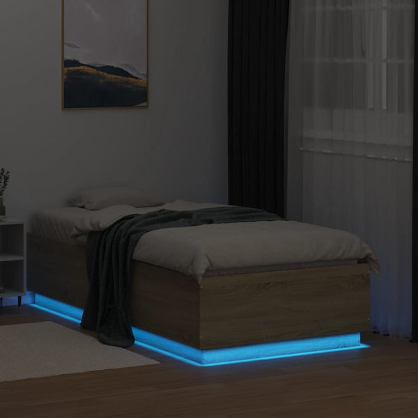 Bettgestell mit LED Sonoma-Eiche 75x190 cm
