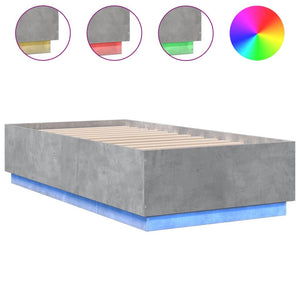 Bettgestell mit LED 75x190 cm Betongrau