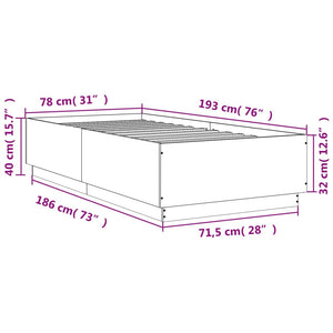 Bettgestell mit LED 75x190 cm Betongrau
