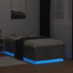 Bettgestell mit LED 75x190 cm Betongrau