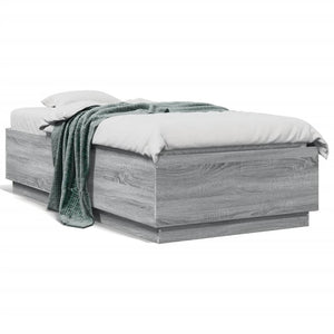 vidaXL Cadre de lit avec LED Gris Sonoma 75x190 cm Bois d'ingénierie