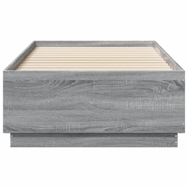 vidaXL Cadre de lit avec LED Gris Sonoma 75x190 cm Bois d'ingénierie