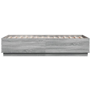 vidaXL Cadre de lit avec LED Gris Sonoma 75x190 cm Bois d'ingénierie