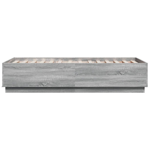 vidaXL Cadre de lit avec LED Gris Sonoma 75x190 cm Bois d'ingénierie