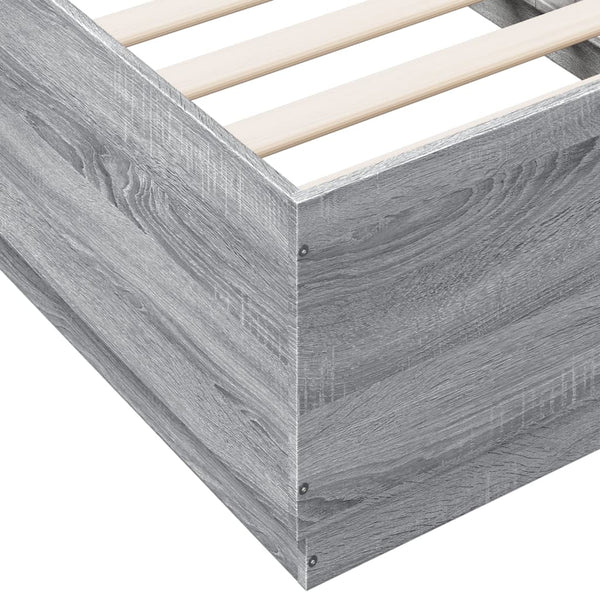 vidaXL Cadre de lit avec LED Gris Sonoma 75x190 cm Bois d'ingénierie
