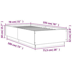 Bettgestell mit LED 75x190 Braun Eichen-Optik