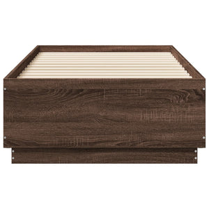 Bettgestell mit LED 75x190 Braun Eichen-Optik
