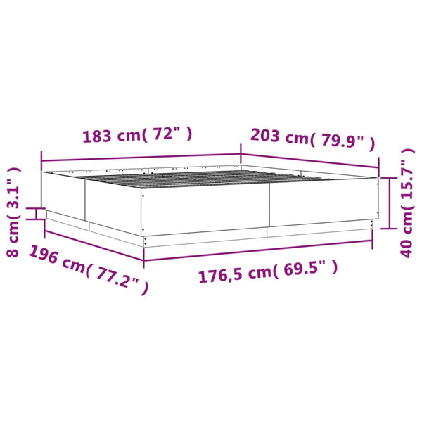 Bettgestell 180x200 cm Grau Sonoma