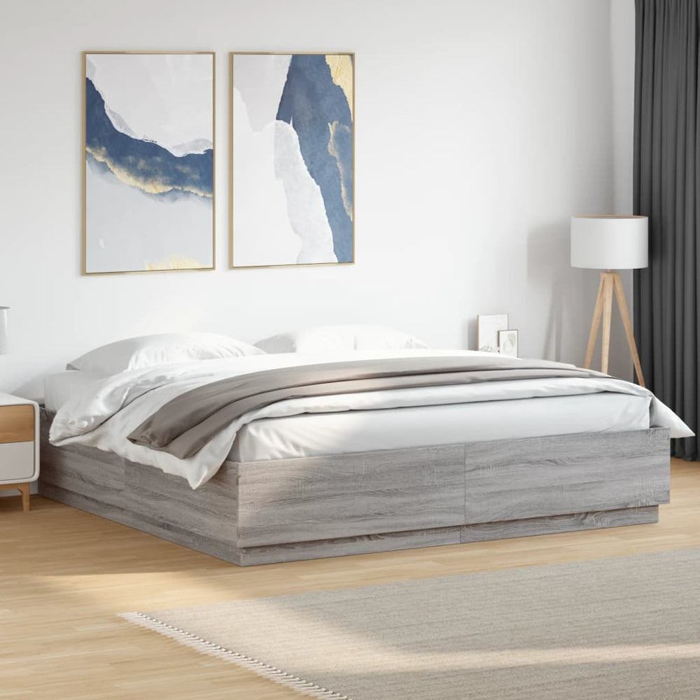 Bettgestell 180x200 cm Grau Sonoma