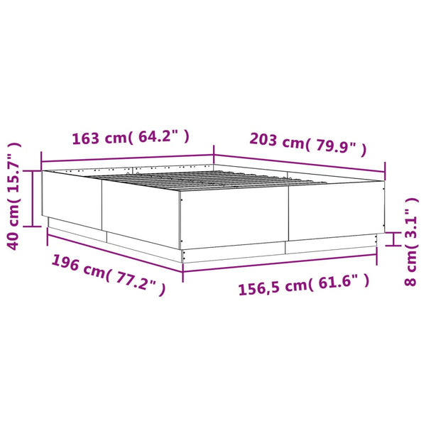 Bettgestell 160x200 cm Grau Sonoma