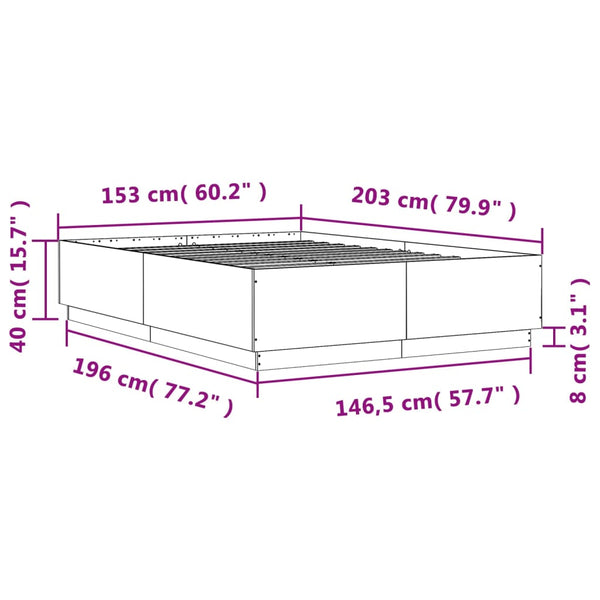 Bettgestell 150x200 cm Grau Sonoma