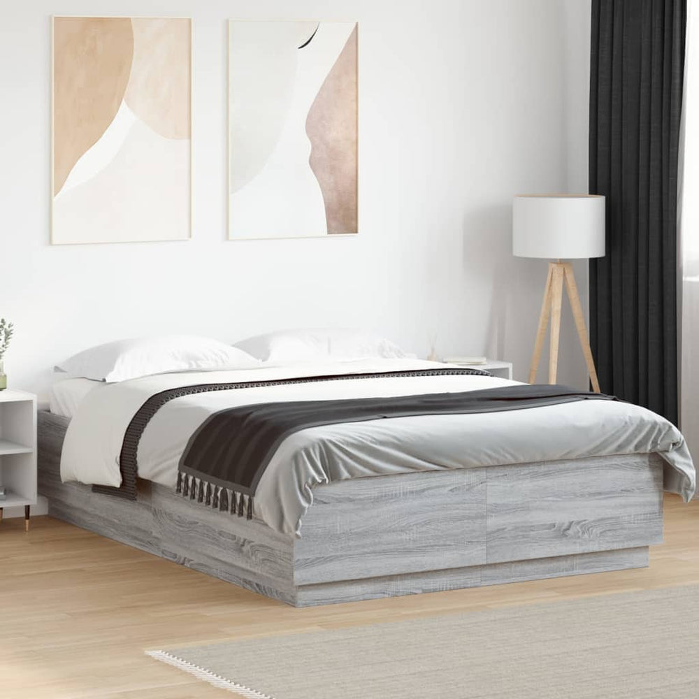 Bettgestell 150x200 cm Grau Sonoma