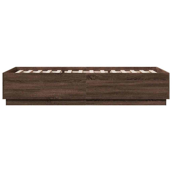 vidaXL Cadre de lit aspect chêne marron 100x200 cm bois d'ingénierie