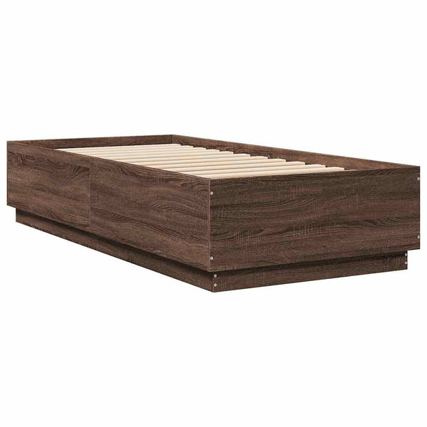 vidaXL Cadre de lit aspect chêne marron 100x200 cm bois d'ingénierie