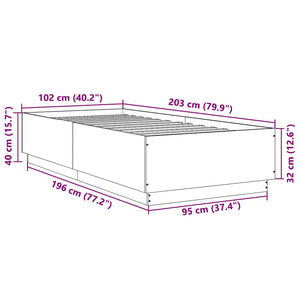 vidaXL Cadre de lit aspect chêne marron 100x200 cm bois d'ingénierie
