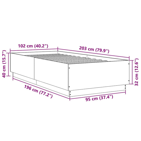 vidaXL Cadre de lit aspect chêne marron 100x200 cm bois d'ingénierie