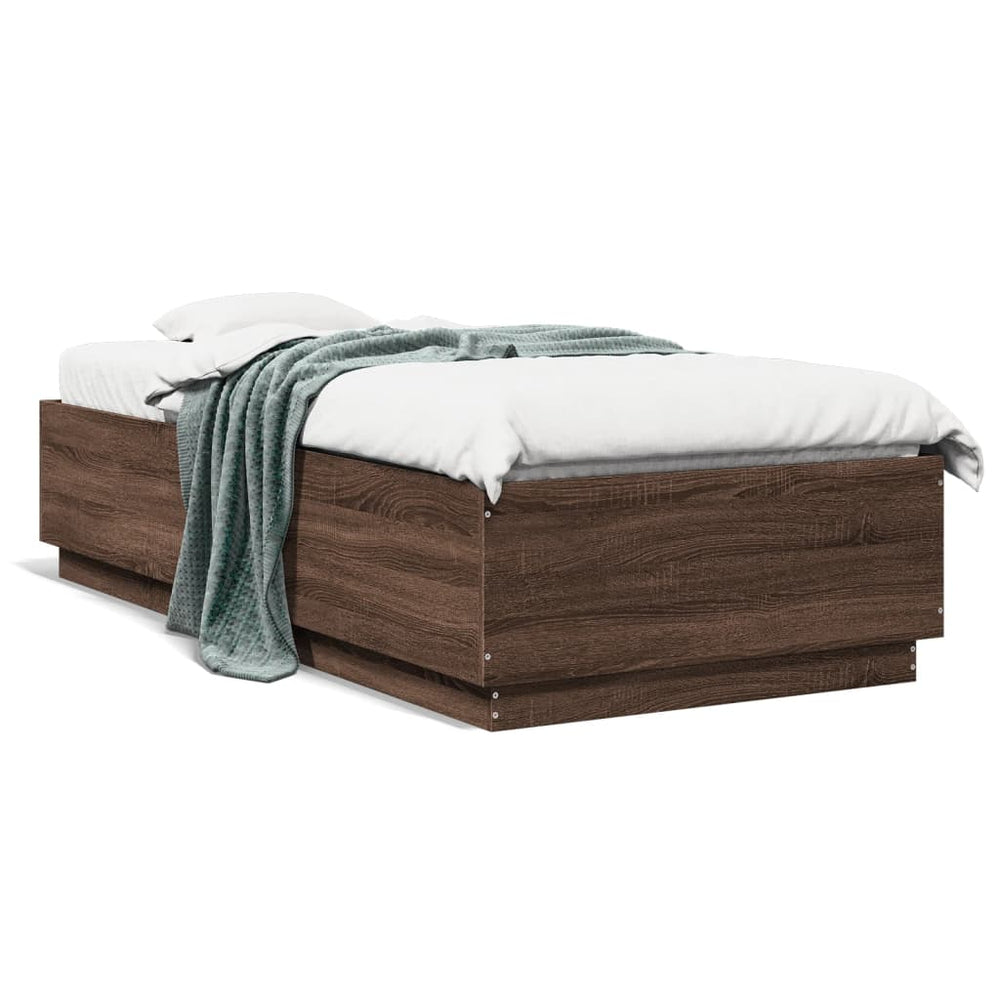 vidaXL Bed Frame Brown Oak Look 90x200 cm Engineered Wood