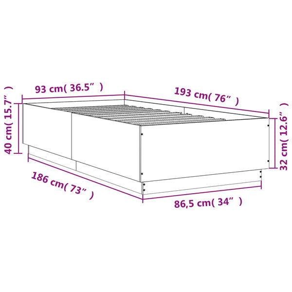 Bettgestell 90x190 cm Braun Eichenoptik
