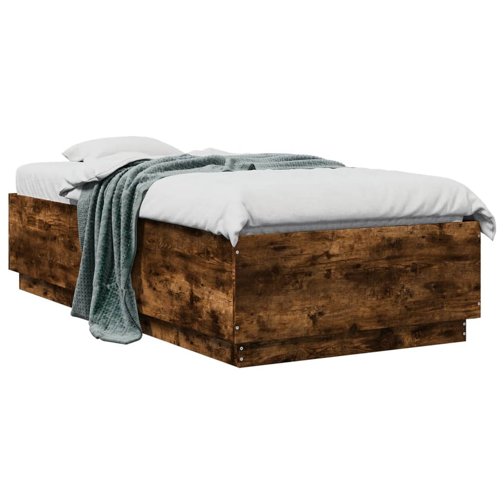vidaXL Cadre de lit chêne fumé 75x190 cm Aggloméré