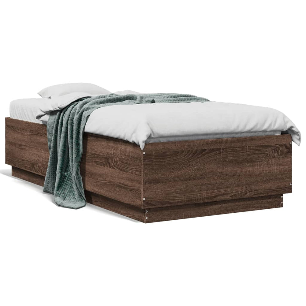 vidaXL Bed Frame Brown Oak Look 75x190 cm Engineered Wood