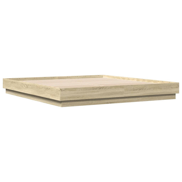 vidaXL LED Bed Frame Sonoma Oak 200x200 cm