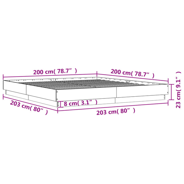 vidaXL LED Bed Frame Sonoma Oak 200x200 cm
