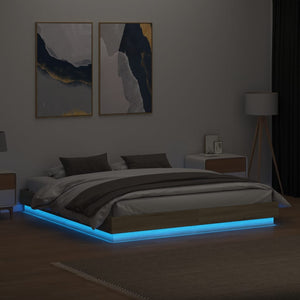 vidaXL LED Bed Frame Sonoma Oak 200x200 cm