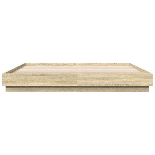 vidaXL LED Bed Frame Sonoma Oak 200x200 cm