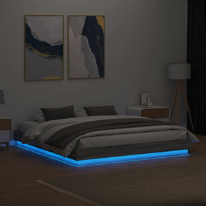 vidaXL Cadre de lit avec LED Gris Sonoma 200x200 cm