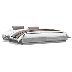 vidaXL Cadre de lit avec LED Gris Sonoma 200x200 cm