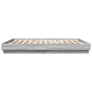 vidaXL Cadre de lit avec LED Gris Sonoma 200x200 cm