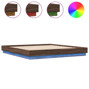 vidaXL Cadre de lit avec LED aspect chêne marron 200x200 cm