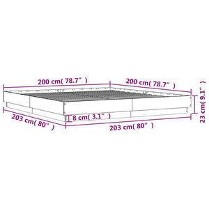 vidaXL Cadre de lit avec LED aspect chêne marron 200x200 cm
