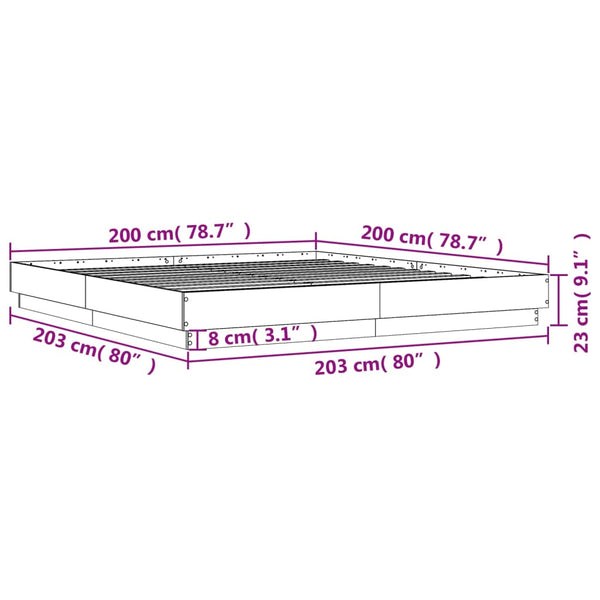 vidaXL Cadre de lit avec LED aspect chêne marron 200x200 cm