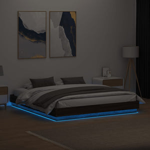 vidaXL Cadre de lit avec LED aspect chêne marron 200x200 cm