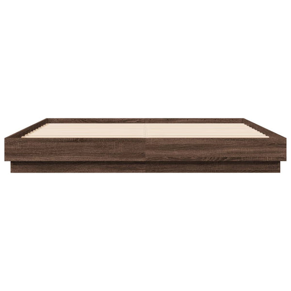 vidaXL Cadre de lit avec LED aspect chêne marron 200x200 cm