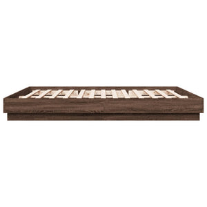 vidaXL Cadre de lit avec LED aspect chêne marron 200x200 cm
