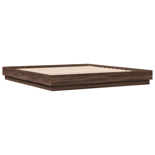 vidaXL Cadre de lit avec LED aspect chêne marron 200x200 cm