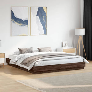 vidaXL Cadre de lit avec LED aspect chêne marron 200x200 cm