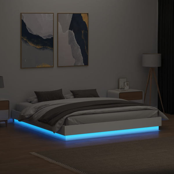 vidaXL Cadre de lit avec LED Blanc 180x200 cm