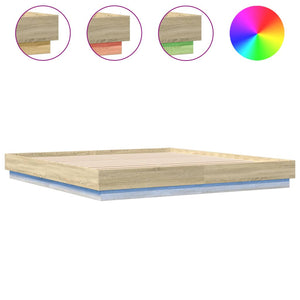 vidaXL Cadre de lit avec LED Chêne Sonoma 180x200 cm