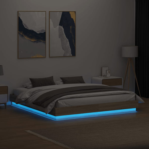 vidaXL Cadre de lit avec LED Chêne Sonoma 180x200 cm