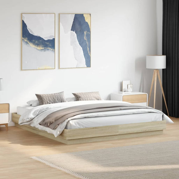vidaXL Cadre de lit avec LED Chêne Sonoma 180x200 cm