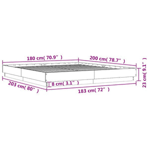 vidaXL LED Bed Frame Smoked Oak 180x200 cm