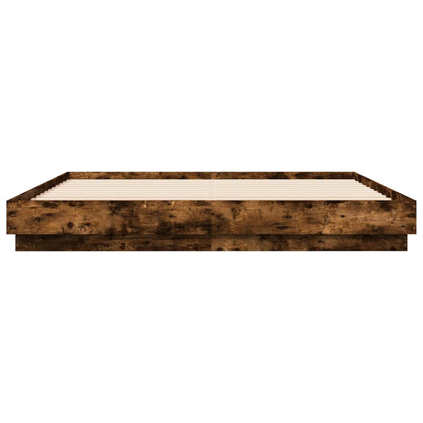 vidaXL LED Bed Frame Smoked Oak 180x200 cm